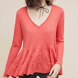 NWT Anthropologie Deletta Thea Ruffle Peplum Top